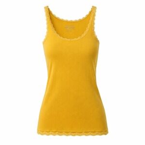 Arizona‎ Y2K Size XL Yellow Gold Ribbed Tank Top Lace Trim Sleeveless